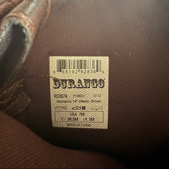 Durango Brown Leather 7 Womens Tall Riding Boots Buckle Distressed Biker - Picture 9 of 11